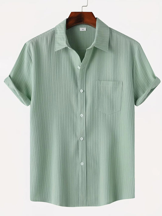 Trends Boutique's Mint Green Textured Short Sleeve Shirt – Men's Lightweight Casual Button-Up